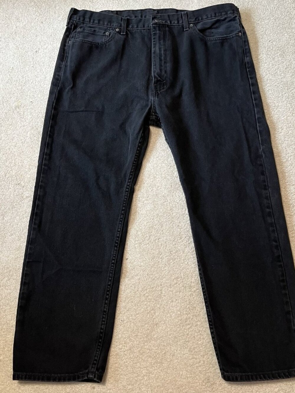 Levi's 505 Men's 42x30 Jeans Regular Fit Straight Leg Black Wash Denim Red Tab